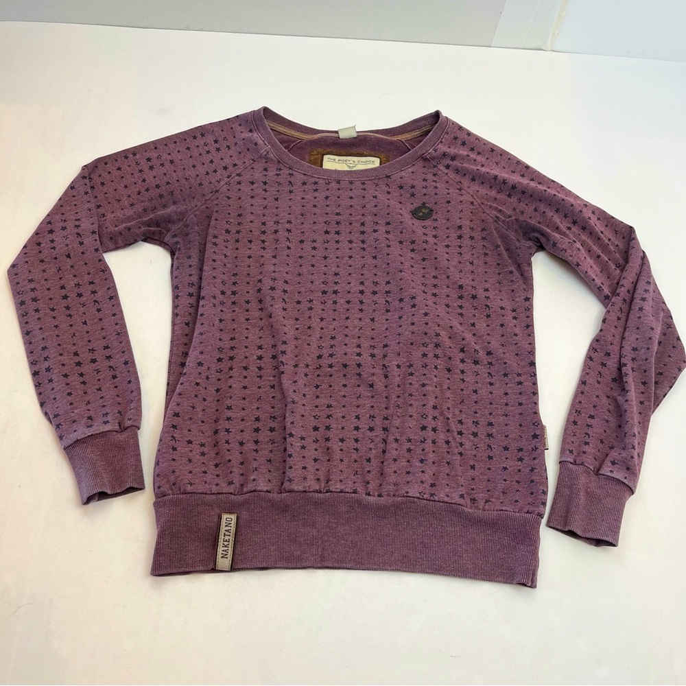 Naketano The Poetās Choice Faded Redā Stars Sweatshirt Womens Size Medium *FLAW